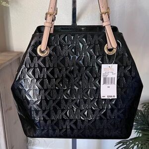 Michael Kors Black Embossed Shoulder Bag